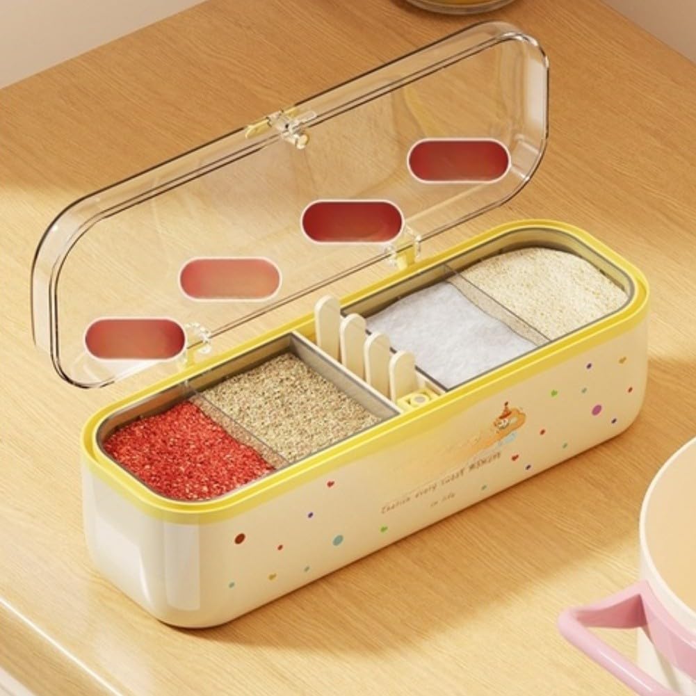 Caja de especias de 4 compartimentos, PET, transparente