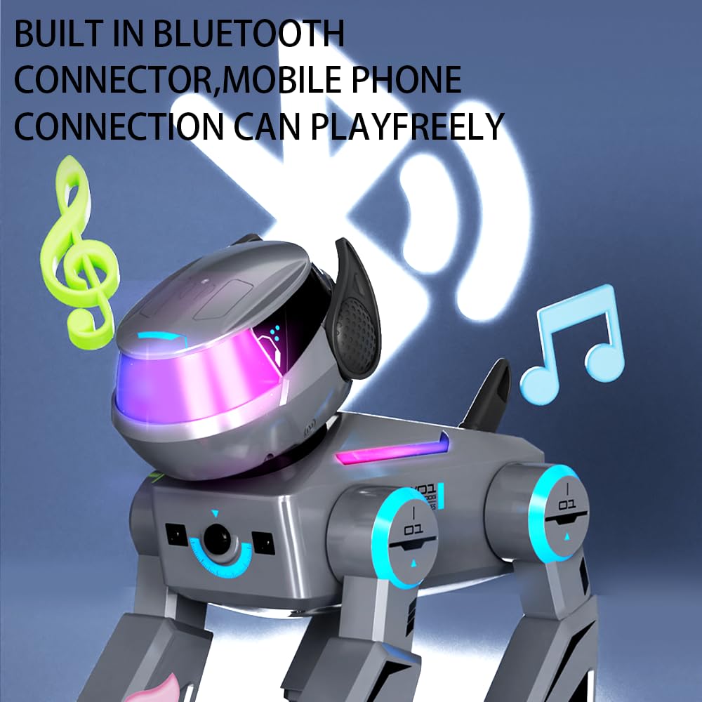 X-Verse Cane robot radiocomandato per bambini, giocattolo radiocomandato, vocale e interagire, programmabile, per danza, musica, regalo per ragazzi e ragazze da 3 a 12 anni, bianco
