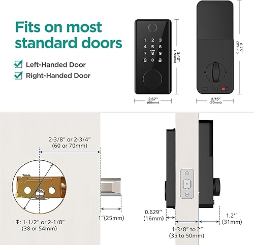 Miniatura 6 de Cerradura inteligente, cerradura de puerta de entrada sin llave 5 en 1, cerradura de puerta inteligente con control de aplicación, cerrojo