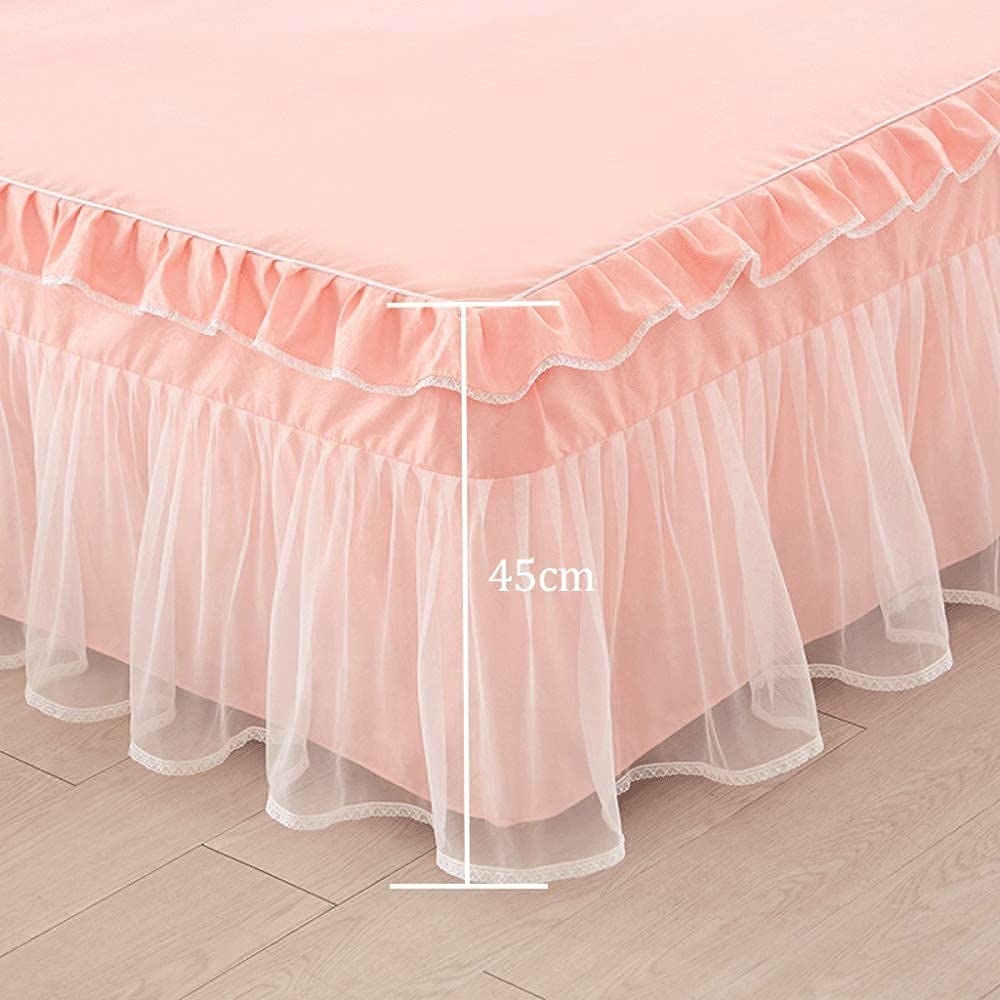 Mantovana giroletto king size con elastico in morbida microfibra spazzolata con volant in varie dimensioni e colori (A 180 x 200 + 45 cm)