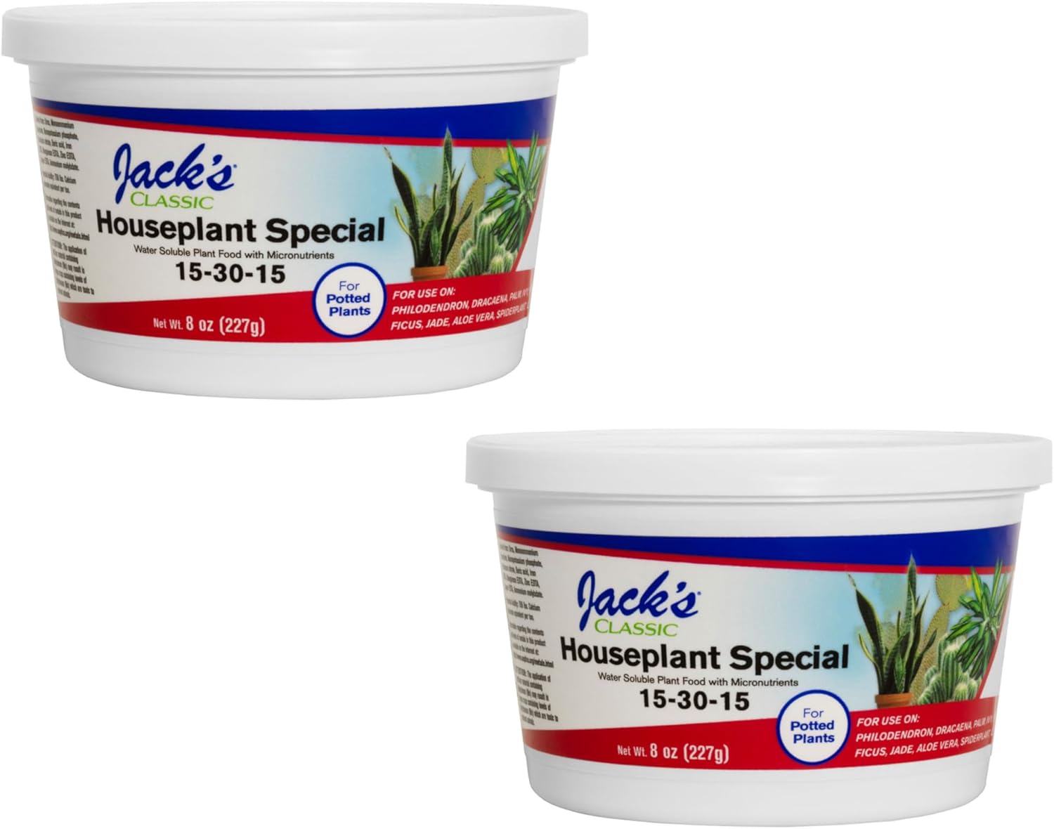Jack's Classic 15-30-15 Houseplant Special Water-Soluble Fertilizer with Micronutrients to Green-Up and Increase Blooms in Houseplants, 8oz, 2 Pack