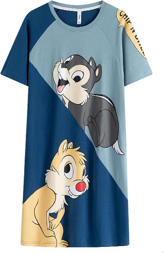 Amazon Co Jp パジャマ チップとデール ディズニー キャラクター ルームワンピース 寝巻き 姫系 部屋着 寝間着 柔らか 綿100 リス 可愛い 吸汗 通気 肌に優しい 夏用 速乾 ファッション