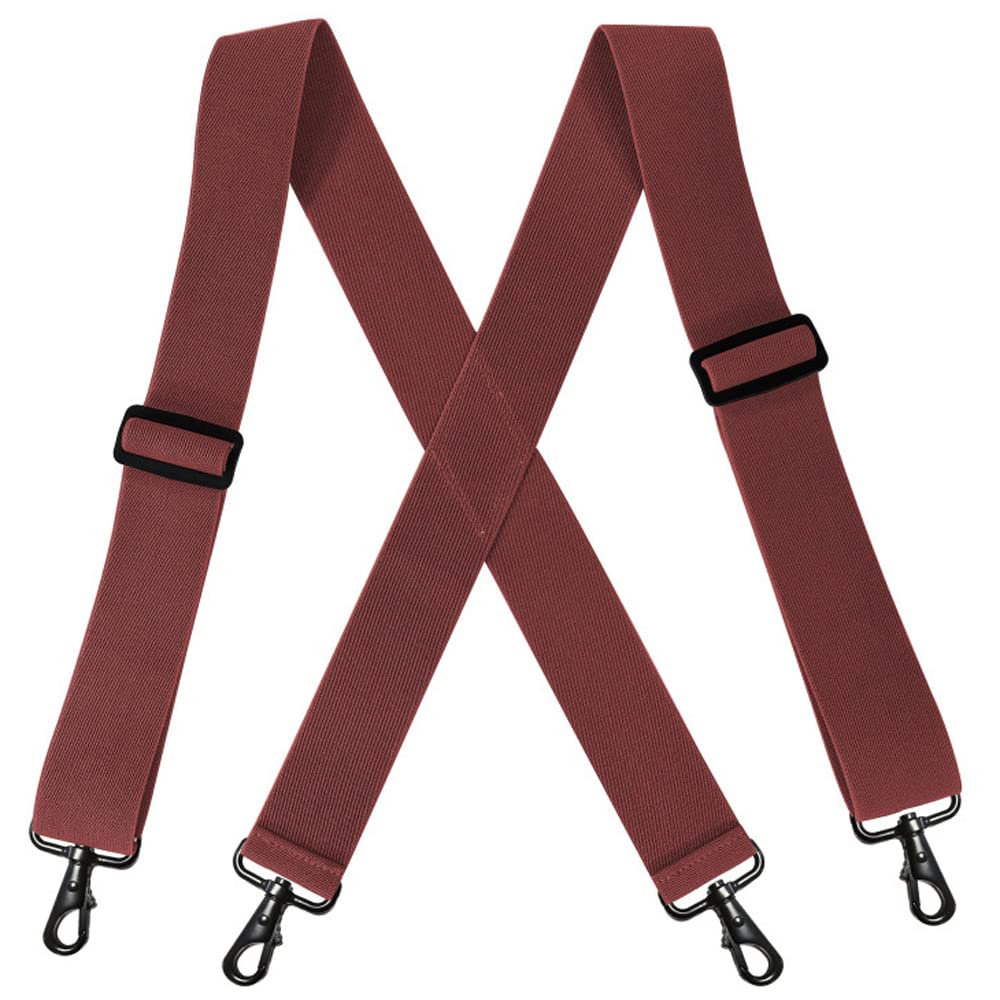 YYKSYDPT 2Inch Heavy Duty Braces for Men, Work Suspenders with Hooks Mens Braces for men Trousers Outdoor (Wine Red)