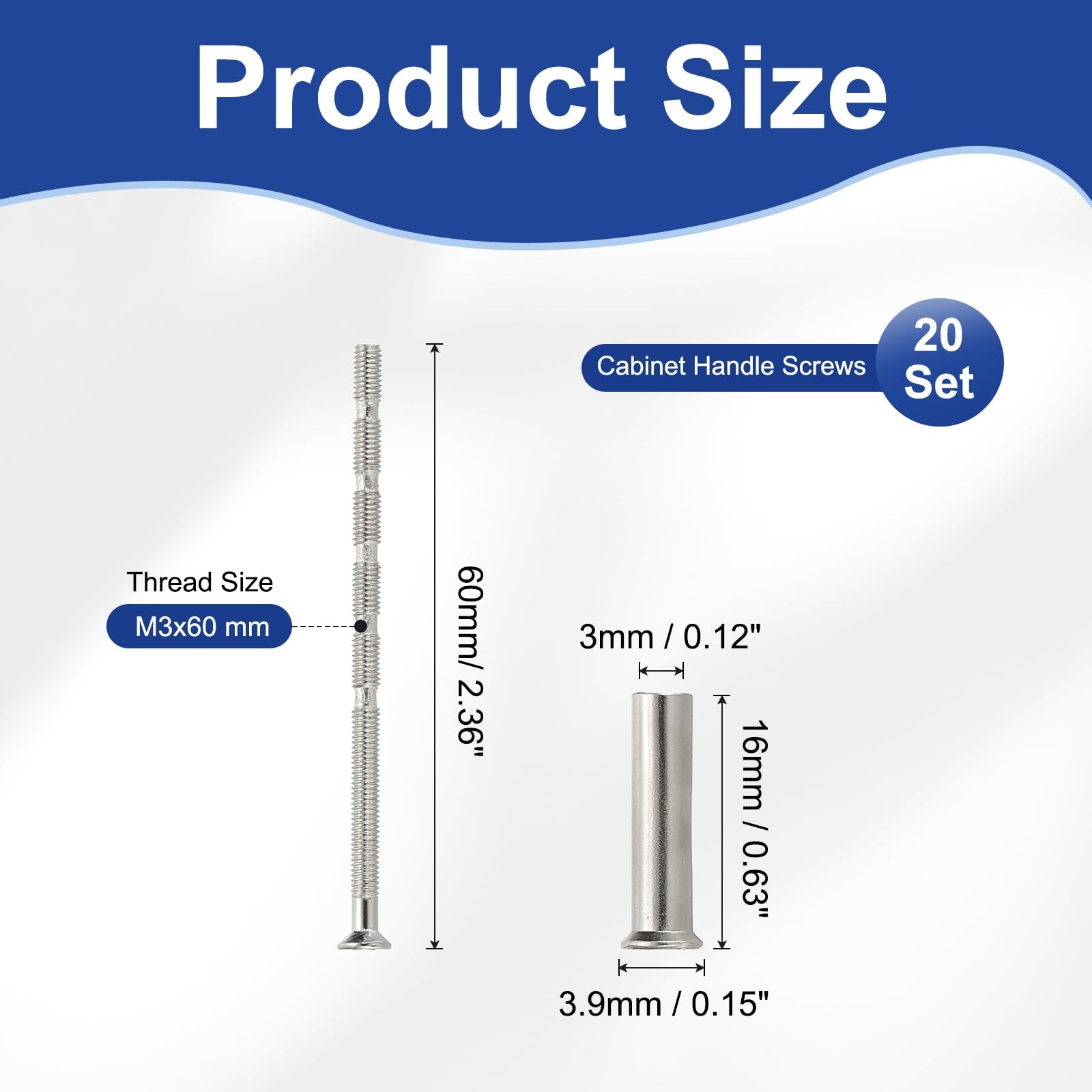 PATIKIL Door Handle Screws M3x60 - Image 2