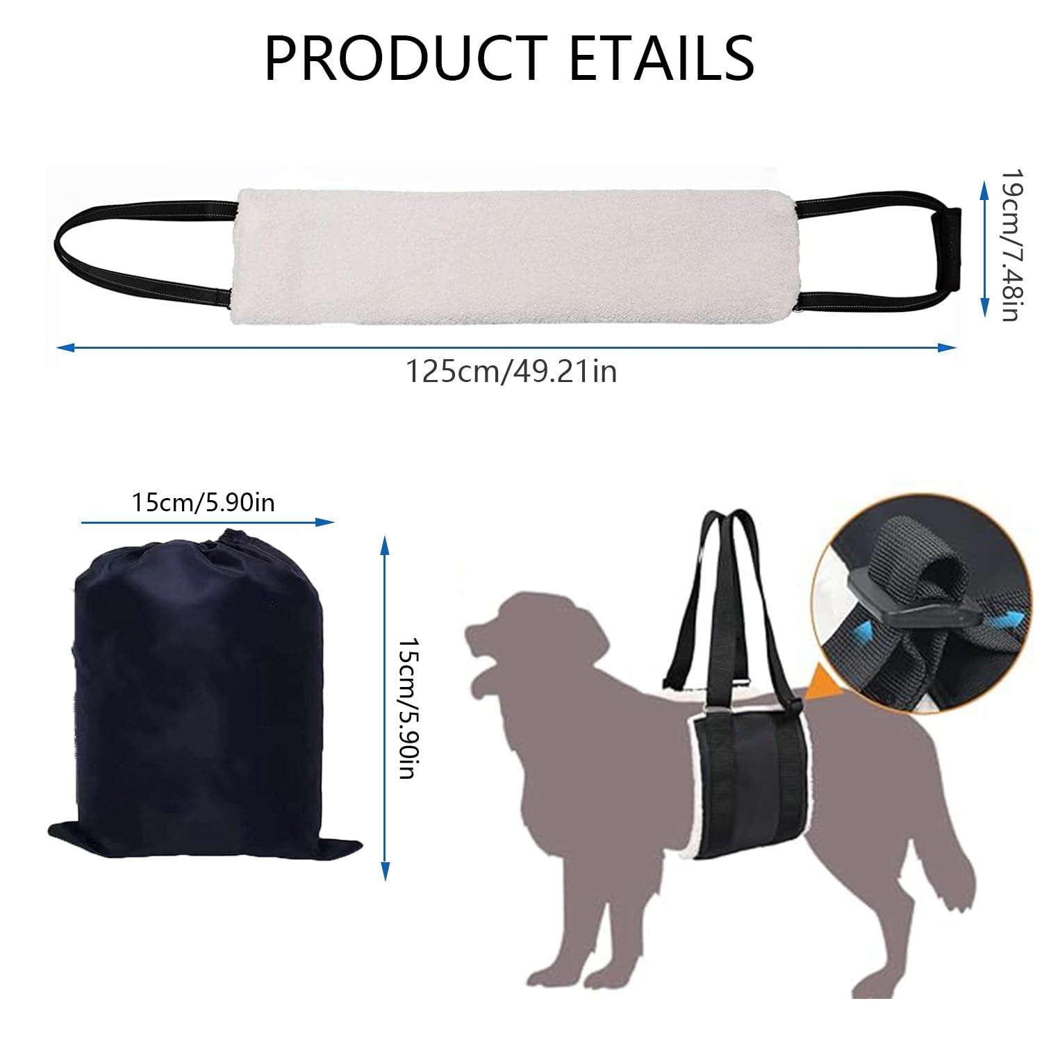 Imbracatura Sollevamento Cani Grandi - Supporto Zampe Posteriori Per Cani Anziani E Disabili - Foto 12