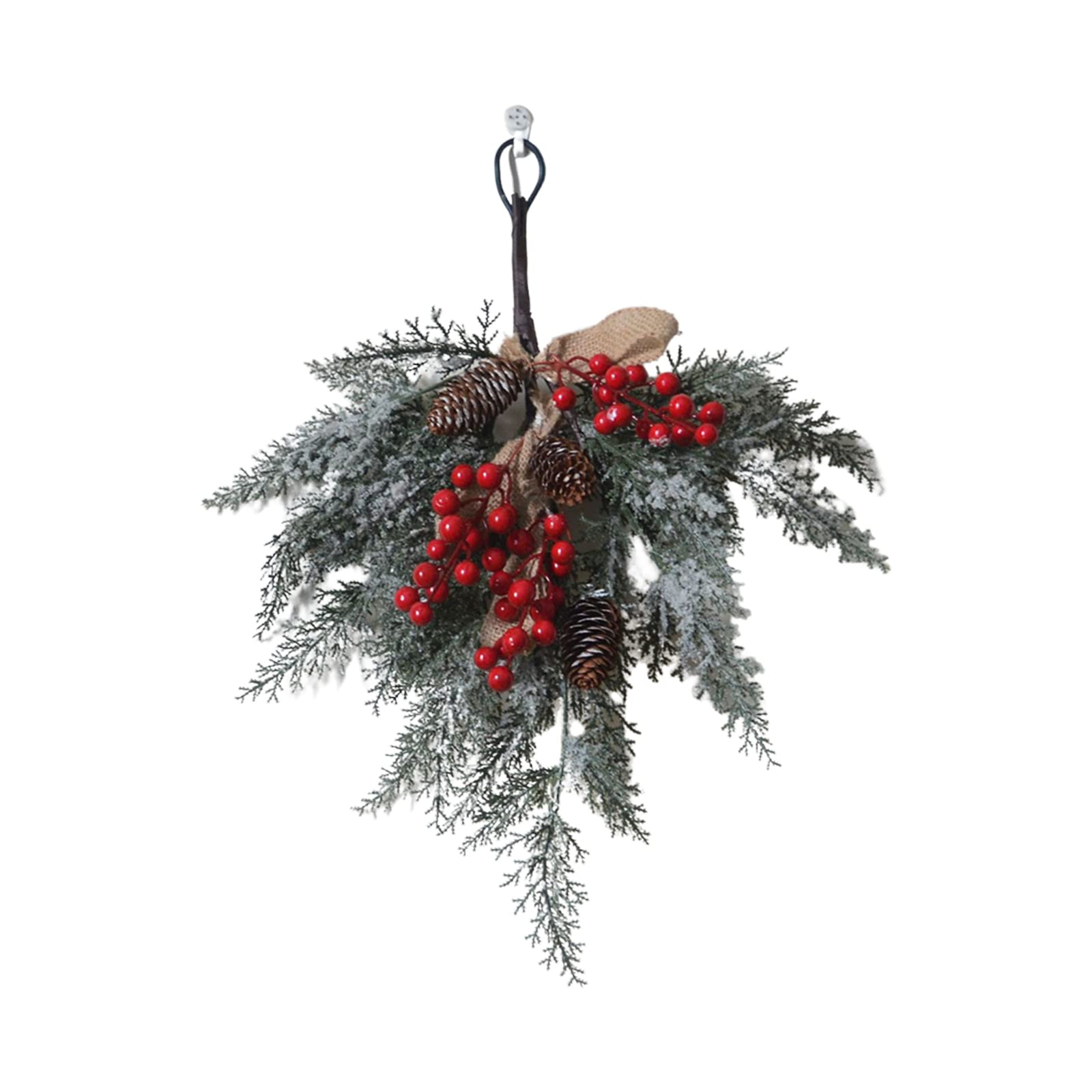 Christmas Decor Door Hanging Decor Artificial Christmas Teardrop Swag Mixed Pine and Berry Christmas Swag for Front Door Decor Holiday Wall Window Hanging Ornaments(#1)