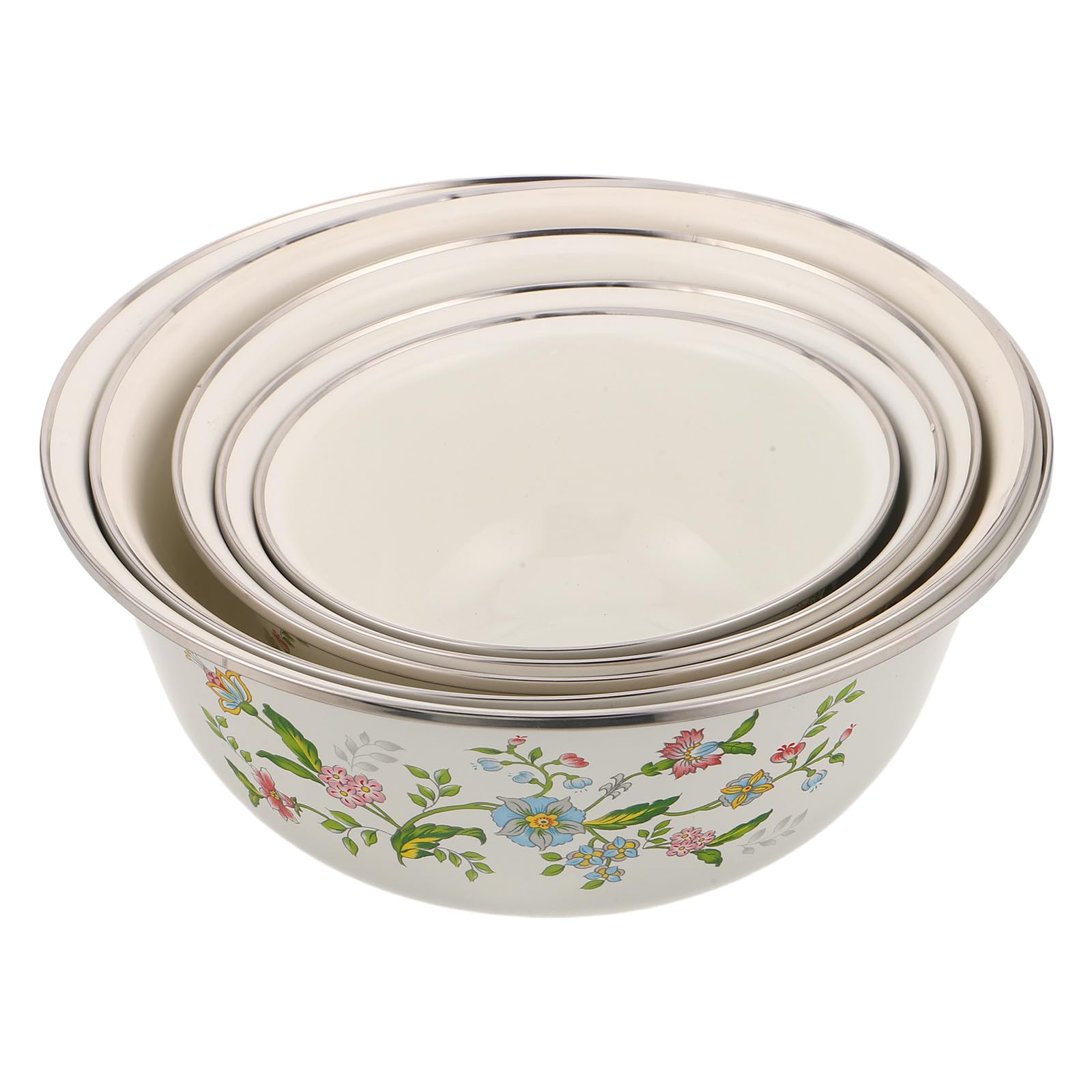 COLLBATH 5-częściowy zestaw emaliowanych misek kuchennych w stylu vintage: 14/16/18/20/22 cm, zestaw do przechowywania owoców - miski sałatkowe, emaliowane, do domu i kuchni, 5 rozmiarów