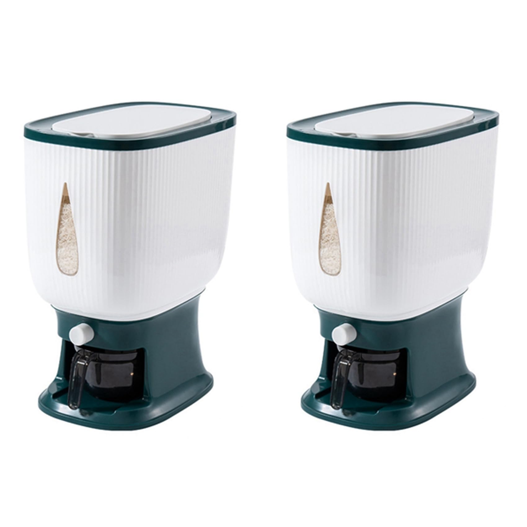 Hndhbfgrt 2X 10Kg Automatic Rice Dispenser with Rinsing Cup Smart Rice Dispenser Rice Storage Rice Bucket Household Rice Box-A