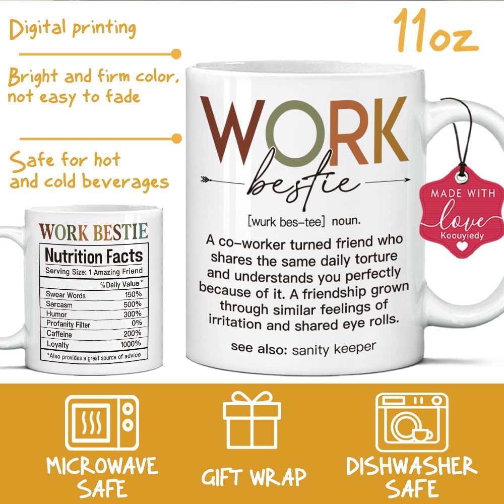 Work Bestie Gifts for Friends, Bestie, Work Bestie Nutrition Facts, Appreciation Gifts for Coworkers, Unique Gift for Coworker Leaving, Friends Coffee Mug 11OZ - Image 3