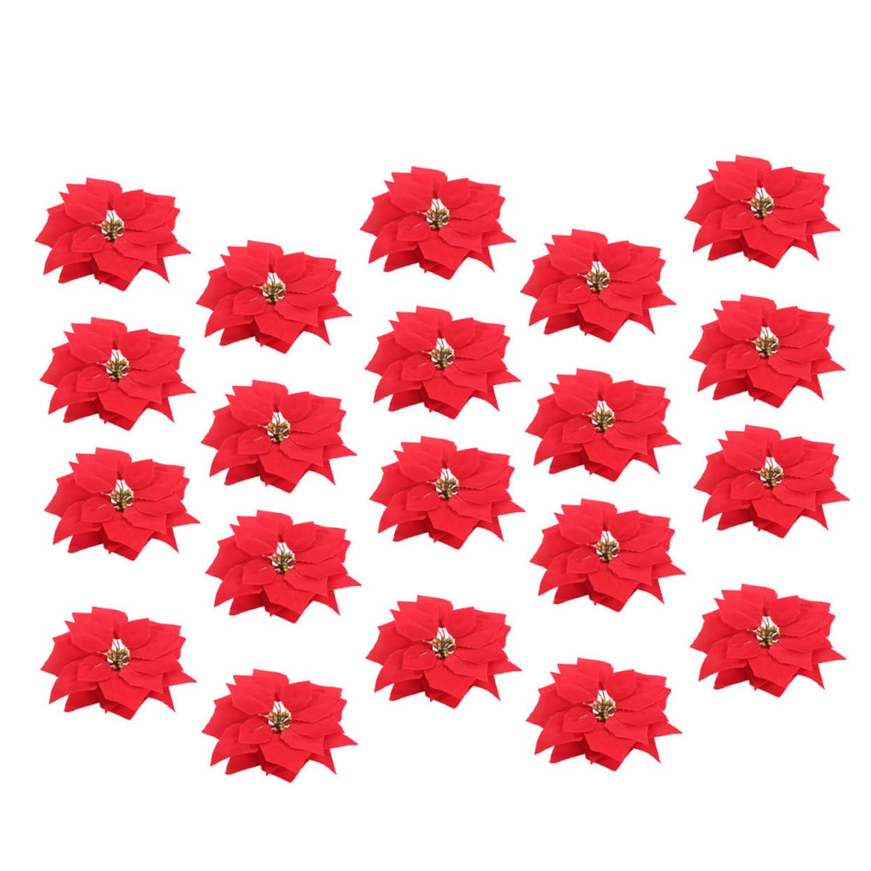 Ciieeo 60 Piezas Redondas Plegables Ventilador Árbol De Navidad Adornos Falsos Cabeza De Poinsettia Artificiales para Flores Decoraciones De Árbol De Navidad Flores Sintéticas Cinturón