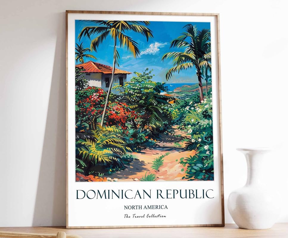 Poster République Dominicaine floral sur toile A0 pour créer un salon exotique et chaleureux