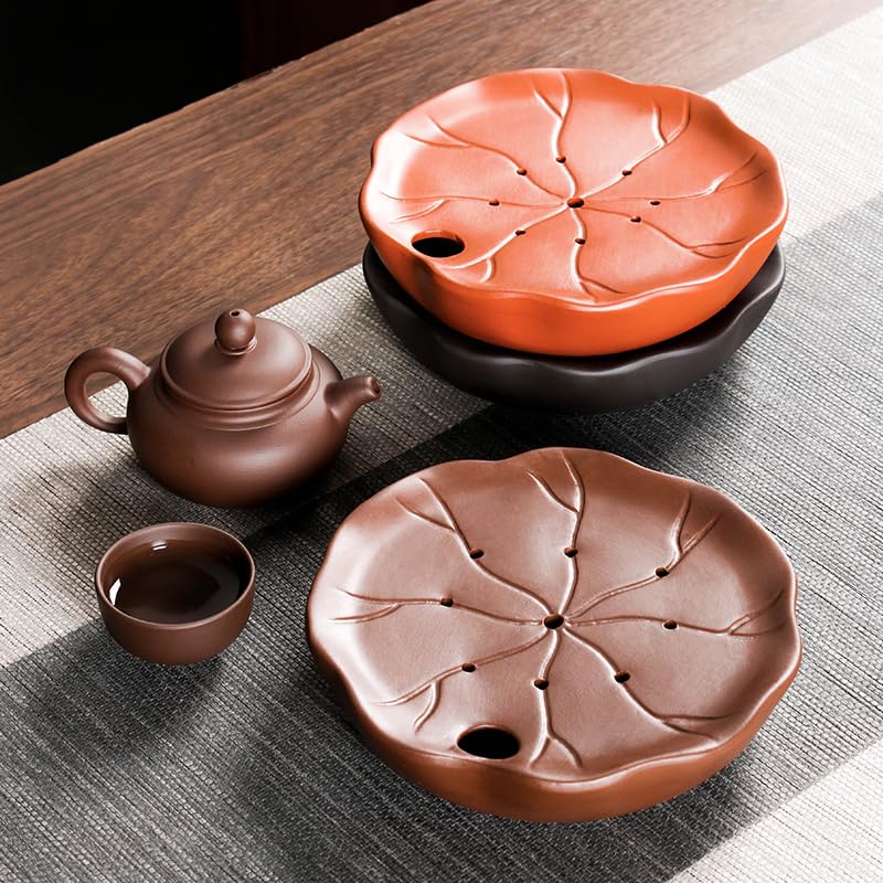 Bandeja decorativa china pulida con precisión y base firme para teteras artesanales 4