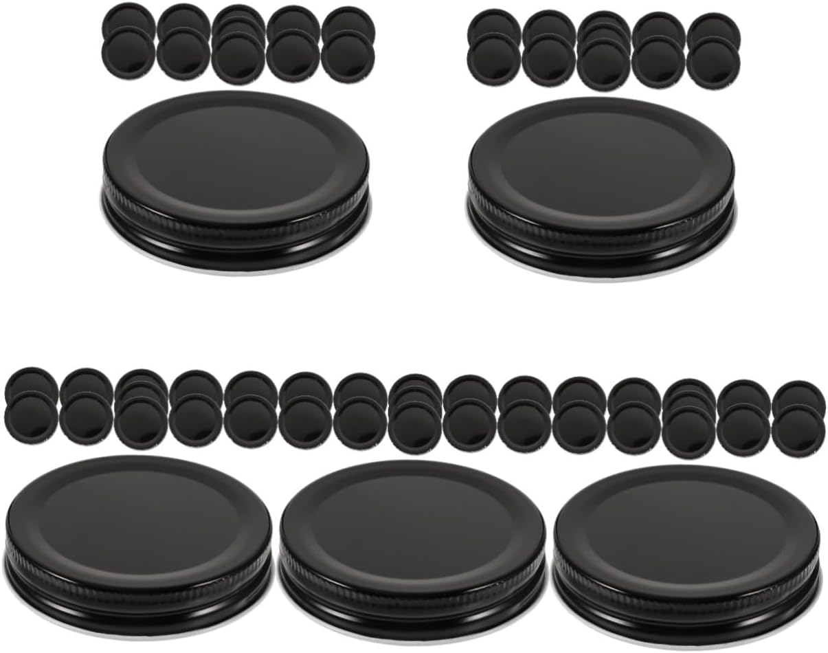 Garneck 60pcs Multi-purpose Jar Lids Professional Canning Covers Food Containers Sealing Ring Reusable Tinplate Covers