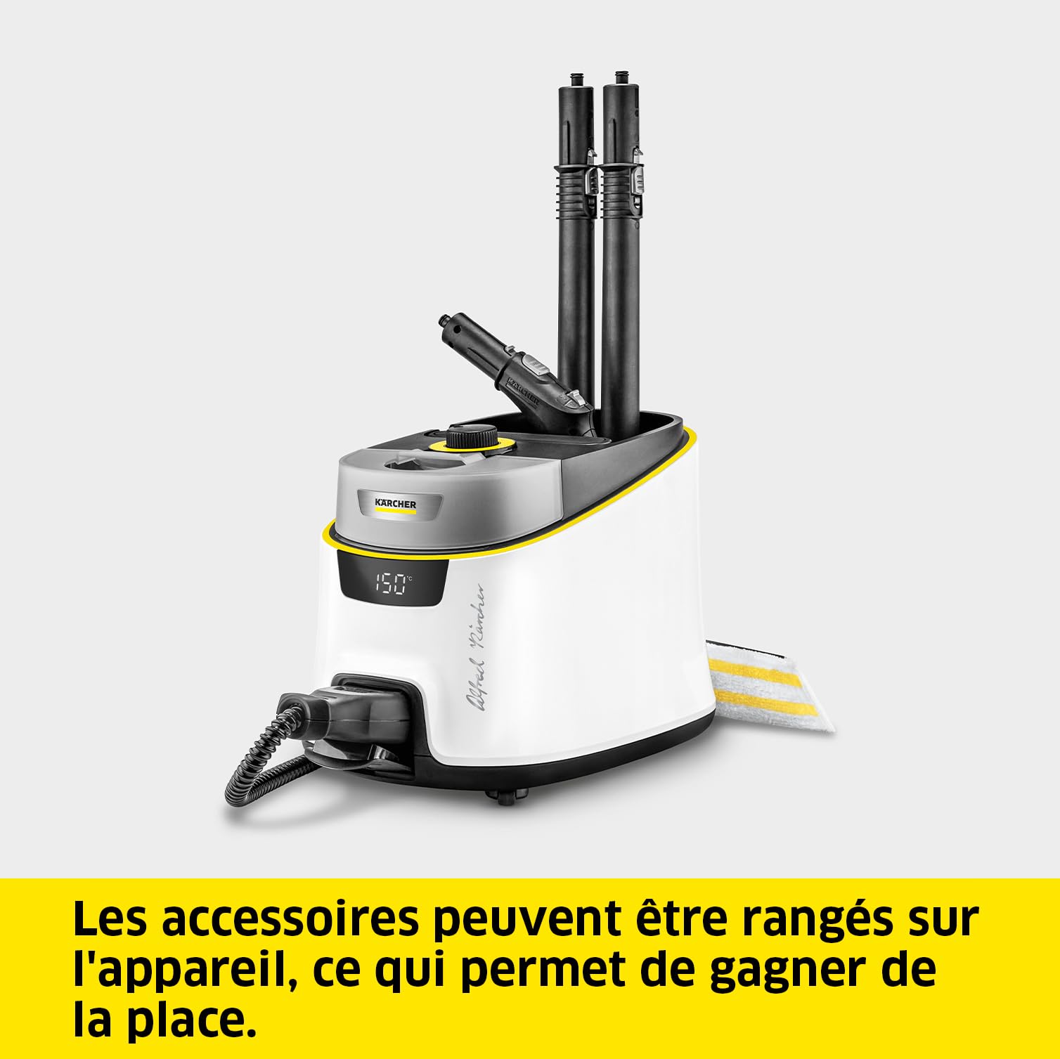 Kärcher Nettoyeur Vapeur SC 5 Deluxe Signature Line, Fonction VapoHydro, Pression Vapeur: 4bar, Temps de Chauffe: 3min, Surface Nettoyable: 130m², Réservoir: 1,3l, Accessoires, Set Nettoyage de Sol