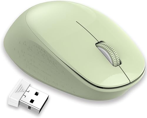 LeadsaiL Mouse inalámbrico para portátil, USB silencioso de 2.4 GHz, óptico delgado, 1600 DPI, verde menta, 3 botones, rango de 32.8 ft,