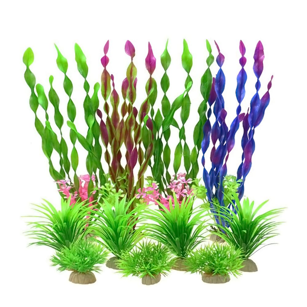 Lahviuu Plantas Artificiales Acuario,11 Piezas Ornamento Artificial Planta Decoración de Plantas de Acuario Plástico Plantas Acuáticas Falsas,para Decoracion de Acuarios y Peceras