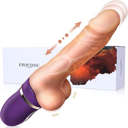Consolador de empuje vibrador imita el sexo real con función de calefacción, 3 niveles de empuje, 10 modos de vibración, vibrador anal EROCOME