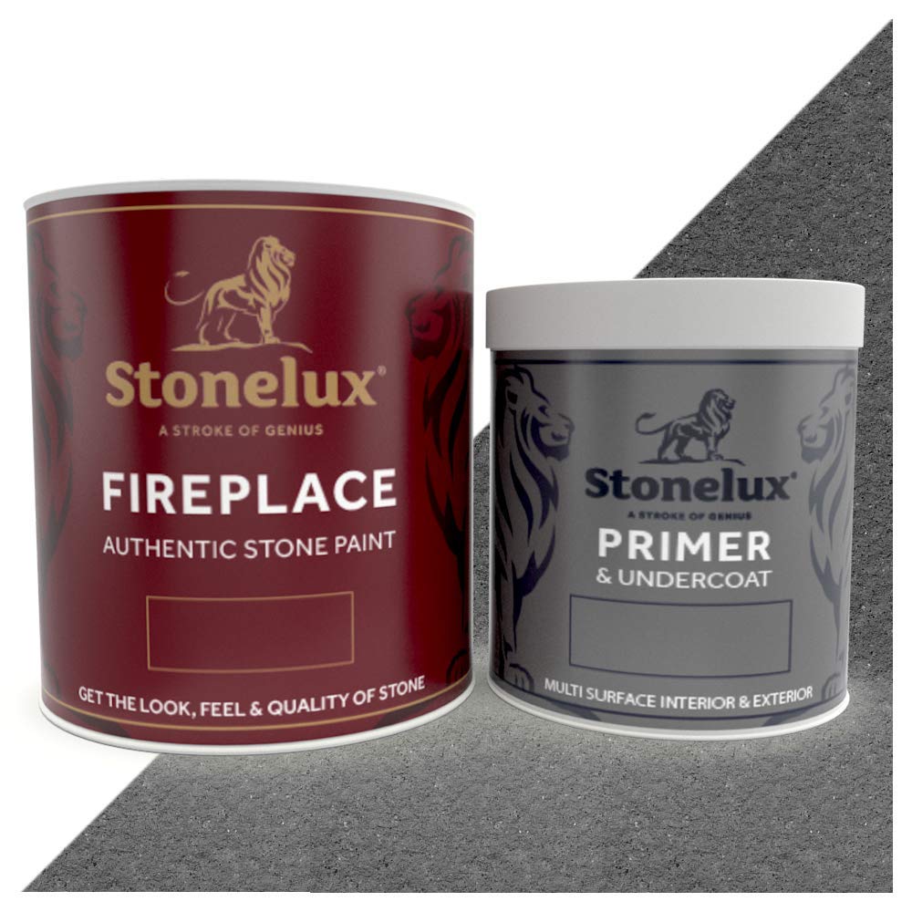 Stonelux Apsley 1 Litre Fireplace Stone Coating & 500Ml Primer - Stone Effect Fireplace Paint (Apsley)