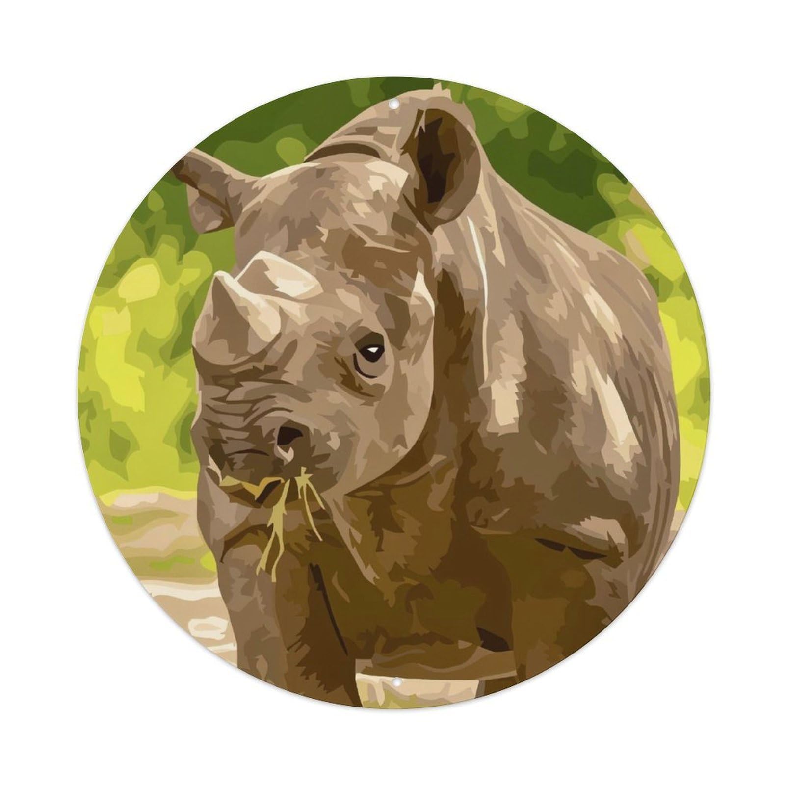 Animal Artwork Southern Black Rhinoceros Vintage Metal Tin Sign Plaque Wall Decor for Cafe, Club Bar, Office, Garden Metal Poster 8x8Inch