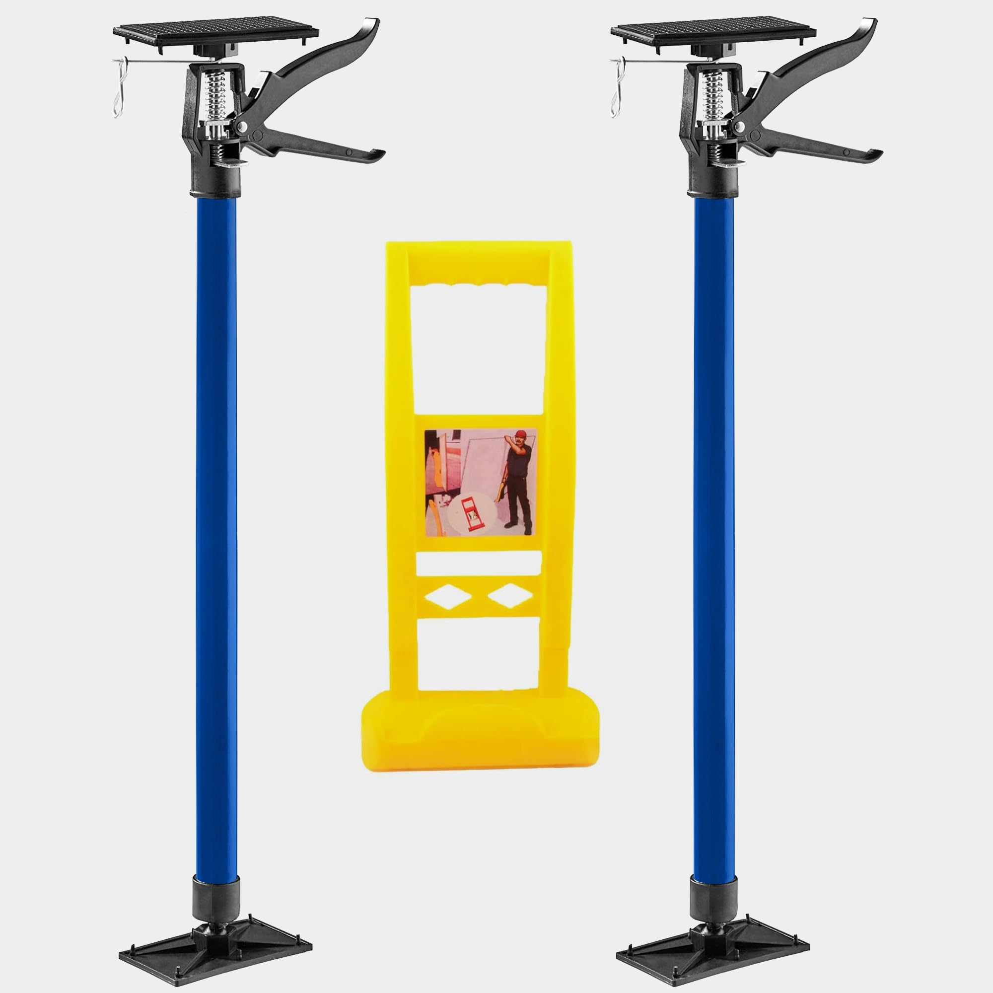 2 Pcs Telescopic Quick Support Rod Adjustable 115cm Short 290cm Long Telescopic Drywall Plasterboard Support Props Lifter Acro for Drywall Ceiling Tensioner Pole Double Safety Locking