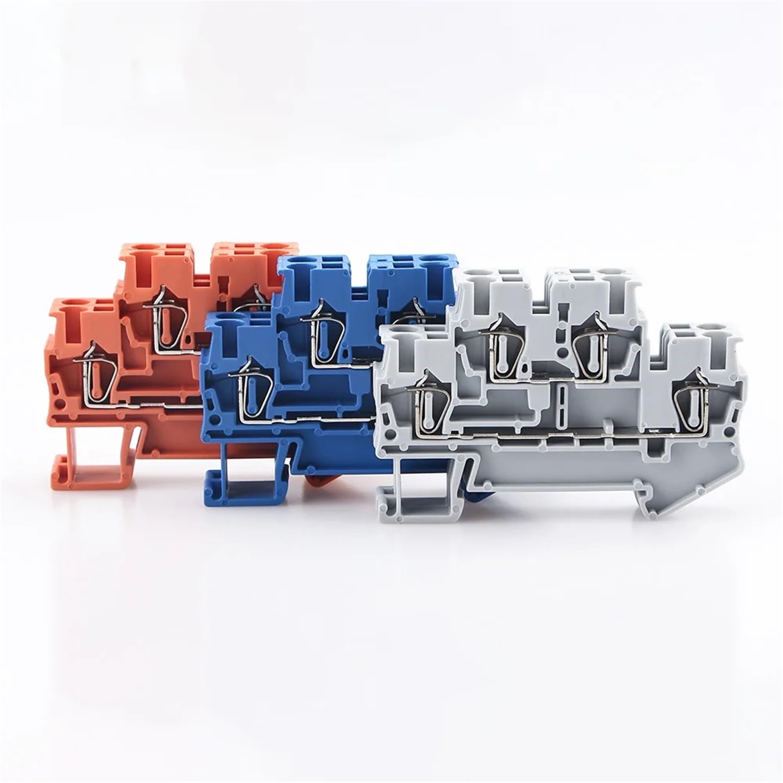 10 Pz STTB-2.5 Morsettiera su guida Din Connettori for cablaggio elettrico Terminale conduttori a doppio strato a molla di collegamento(GRAY)