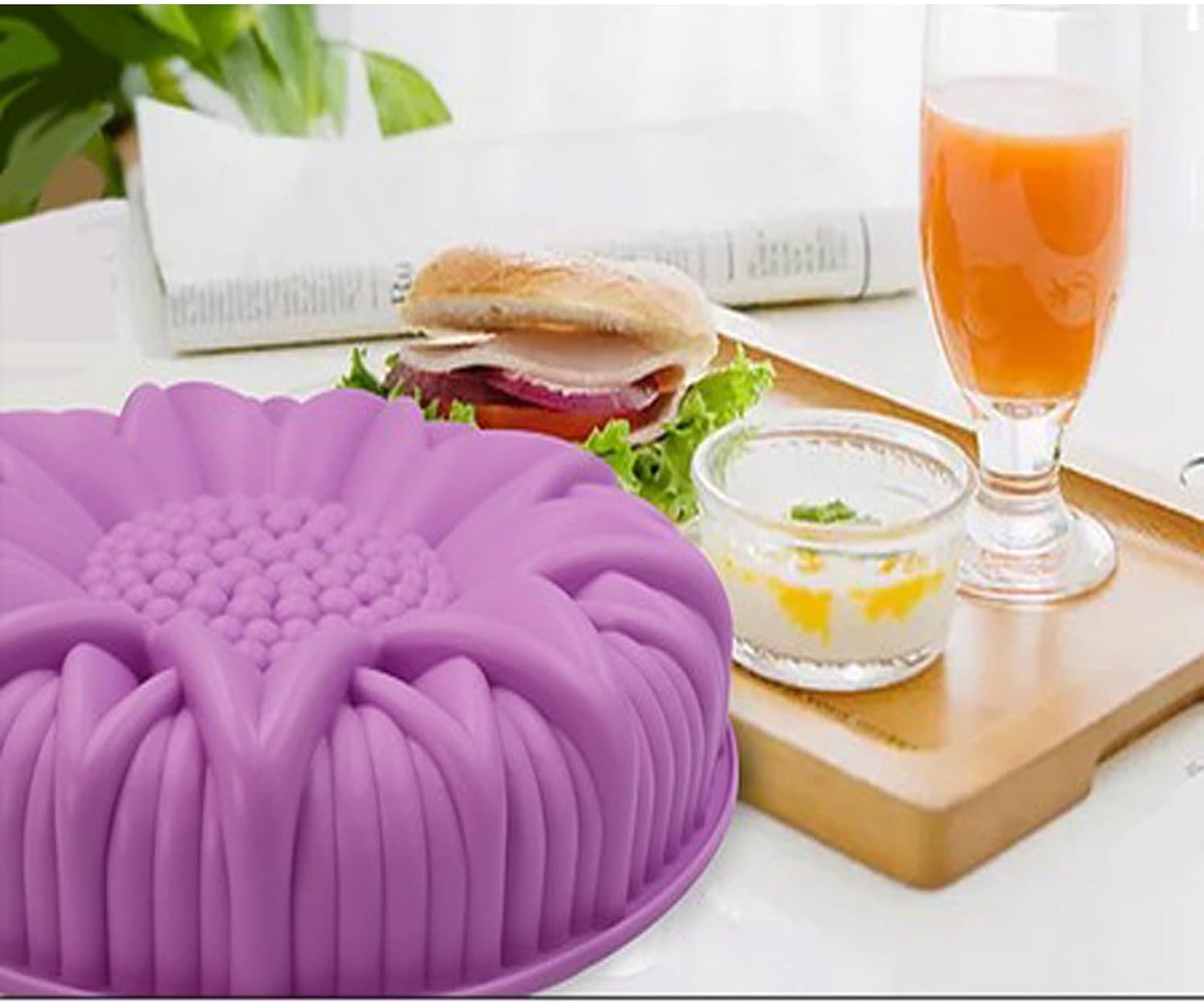 Large Sunflower Cake Mold Tray, 1Pcs Silicone Big Birthday Cake Baking Mould for DIY 3D Pastry, Baking Loaf, Muffin, Brownie, Cheesecake, Pie, Flan, Bread, Jelly for Wedding Anniversary Party - Image 2