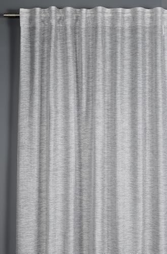 Sehlbach Cortinas confeccionadas con Cinta de Cortina, Voile Jacquard Motivo Tejido, Gris, 140x245 cm, Traslúcidas, Opacas, Certificado Oeko-Tex, Diseño Elegante