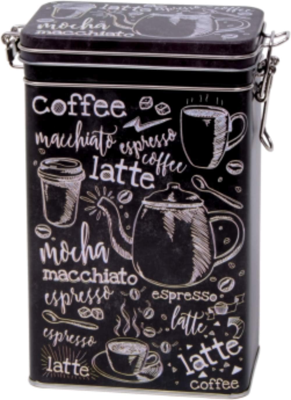 500g Black & White Vintage Style Rectangle Coffee Tin