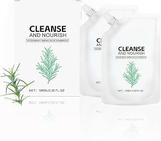 Rosemary Shampoo for Oily Scalp, Amino Acid Cleanser for Thin Hair, 2 Pack | Pocket-friendly pouch set with creamy lather, clean herbal scent and lightweight feel for gym, travel and daily routines