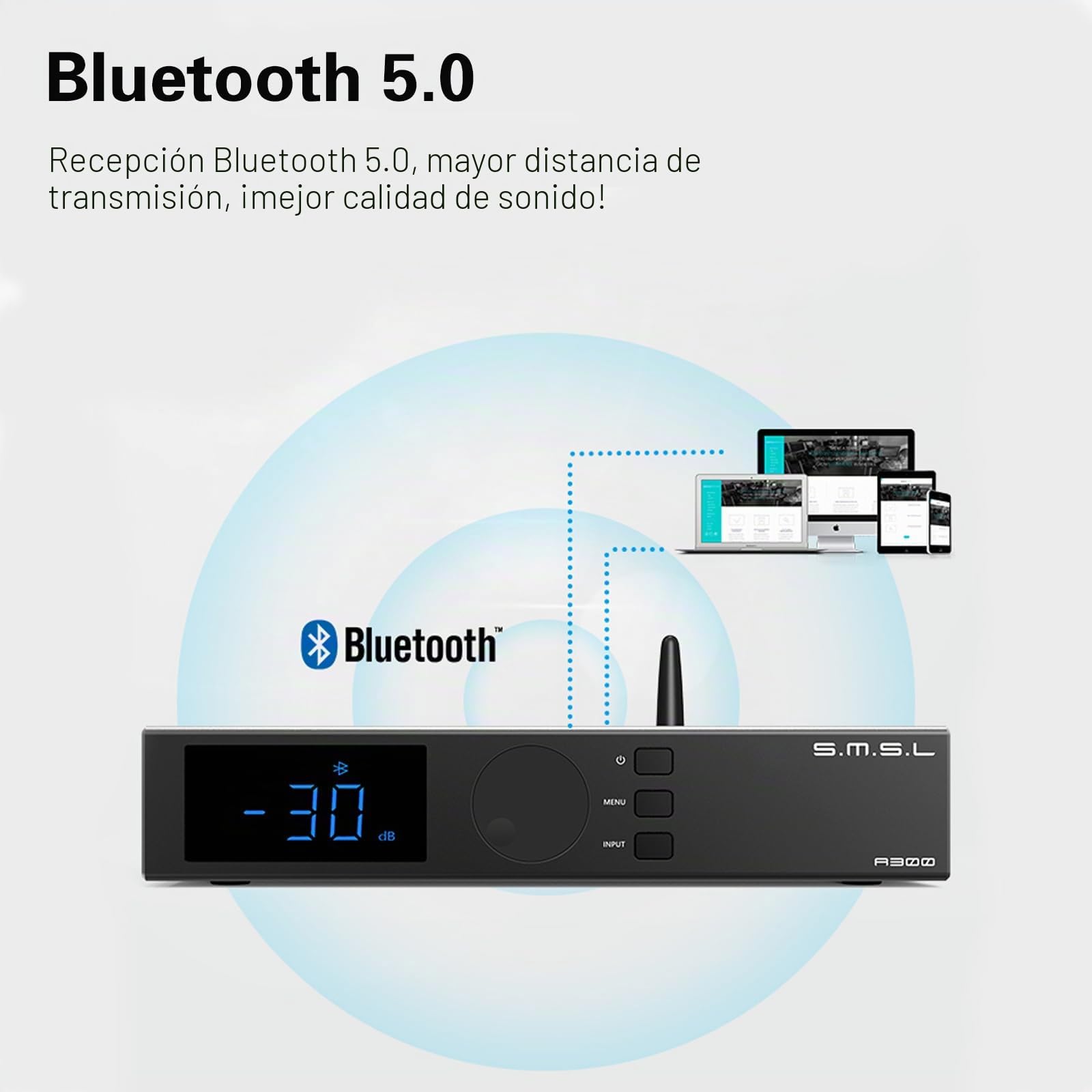 SMSL A300 Amplificador de potencia HiFi modo BTL subwoofer 2.1 165 W x 2