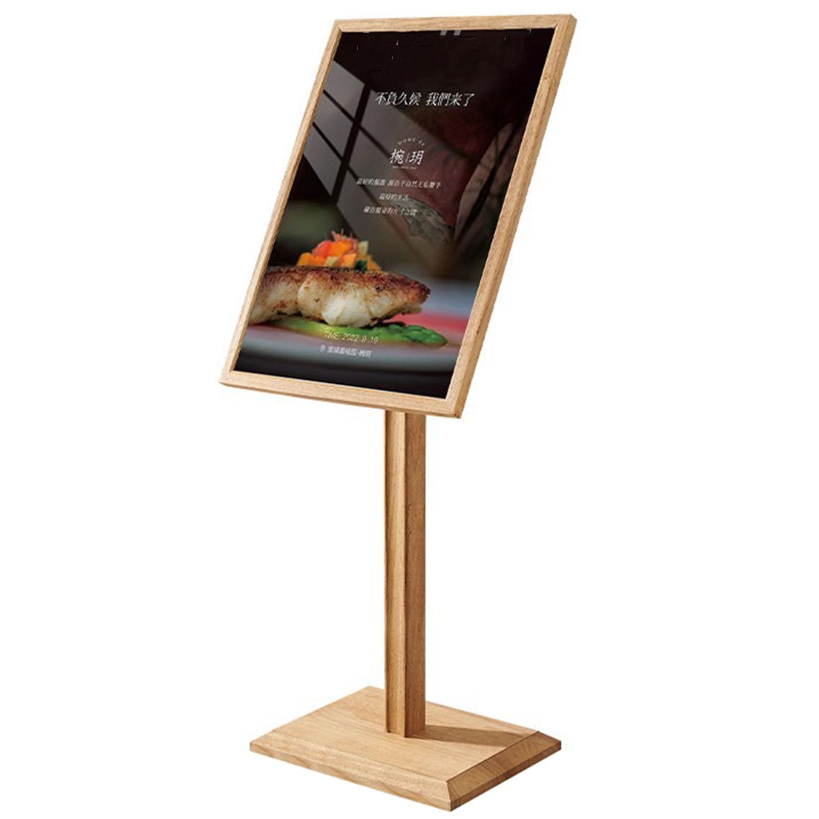 Présentoir au Sol en Bois Porte-Affiche Verre Trempé pour Commerce