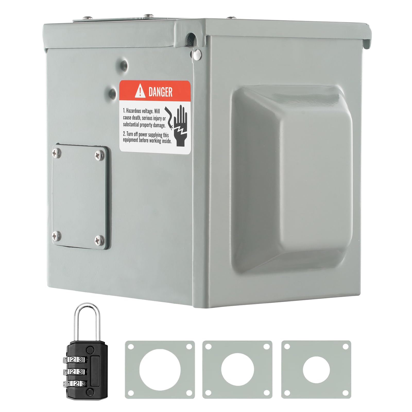 VEVOR Caja de toma de corriente para RV de 50 A, 125/250V, caja de receptáculo para RV cerrada con cerradura para exteriores, panel eléctrico resistente a la intemperie NEMA 14-50R, para autocaravana