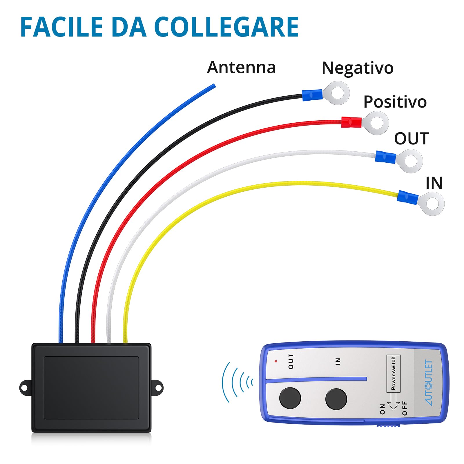 AUTOUTLET 2pz Kit Telecomando Verricello 12V 100 piedi Wireless di Ripristino Controller Interruttore Auto ATV Camion 17.000 libbre Batteria incluse