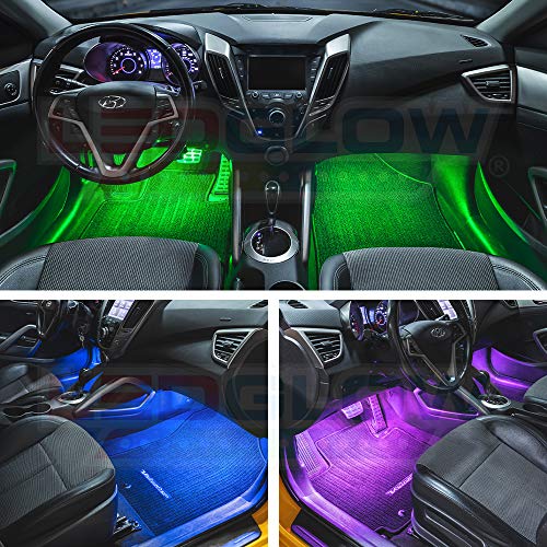 Ledglow 2Pc Multi-Color Led Interior Footwell Underdash Neon Lighting Kit For Cars & Trucks - 7 Solid Colors - 7 Patterns - Music Mode - Auto Illumination - Universal - Includes 9" Tubes & Control Box #TOP3