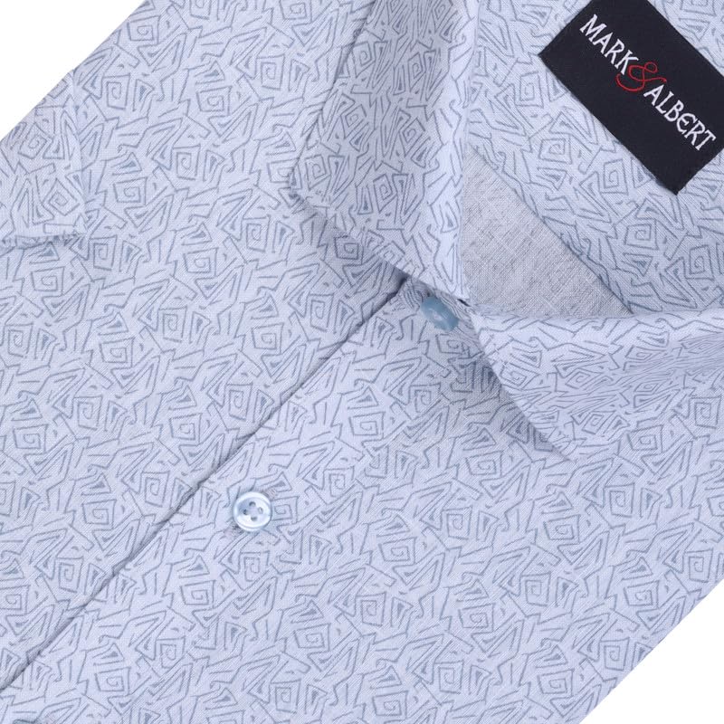 Image of Mark & Albert Men's Half Sleeve Cotton Linen Shirt Blue