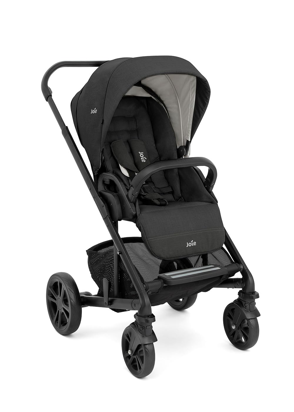 JOIE Poussette réversible Chrome naissance à 22 kg Dossier inclinable allongé capote UPF50+ pliage compact habillage pluie adaptateurs inclus SHALE