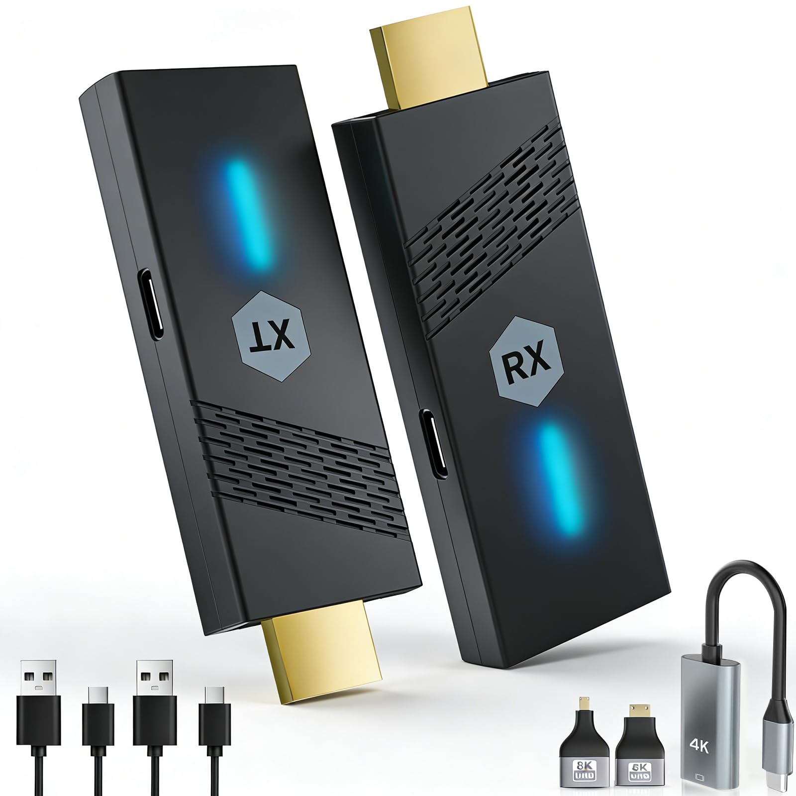 Kit trasmettitore e ricevitore HDMI wireless, Full HD 1080P e 4K a 50Hz, lungo raggio di 150 m, 2,4 G/5G, kit di estensione HDMI wireless per streaming video e audio per monitor da laptop/PC/TV Box