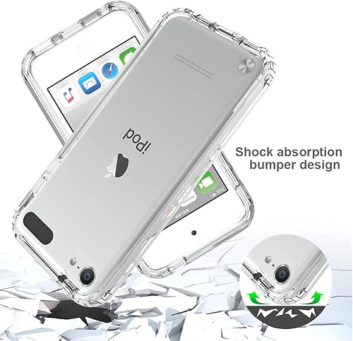 Miniatura 3 de Funda para iPod Touch 7, cristal transparente, no amarillea, resistente, suave, TPU de doble capa, resistente a prueba de golpes, funda transparente
