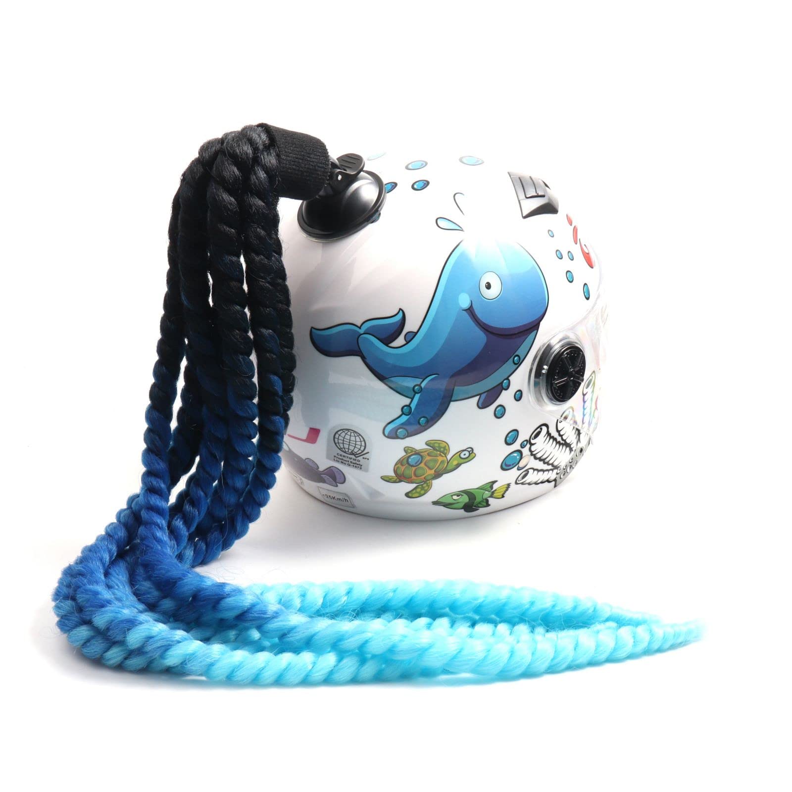 Queue de cheval bouclée tresses ventouse accessoire amovible casque moto - 8