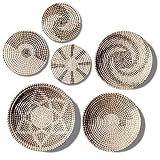 FELIZONE 6PCs Handmade Woven Wall Baskets Decor Set - Unique Wall Art Decor & Round Boho Basket (Mon