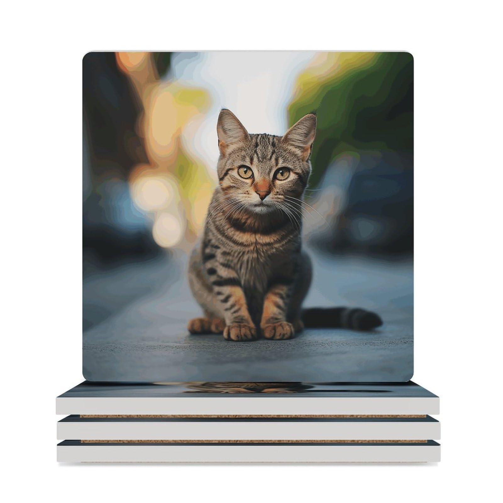 Dessous de verre chaton mignon en céramique, idée cadeau pour amoureux des chats