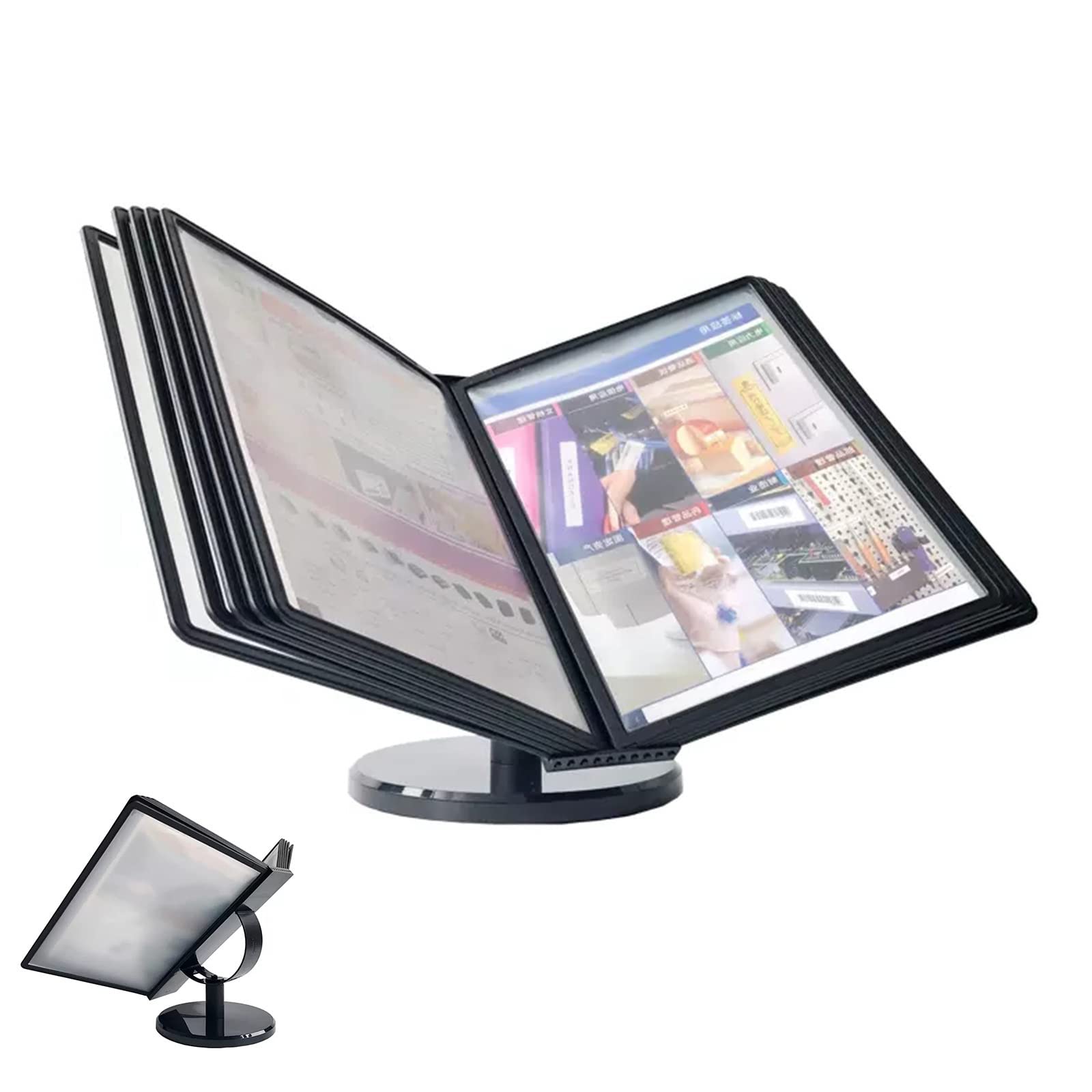 OLSKFUH File Organizer For Desk - Desktop Reference Organizer With 10 Display Pockets Desktop Reference System 20 Sh,