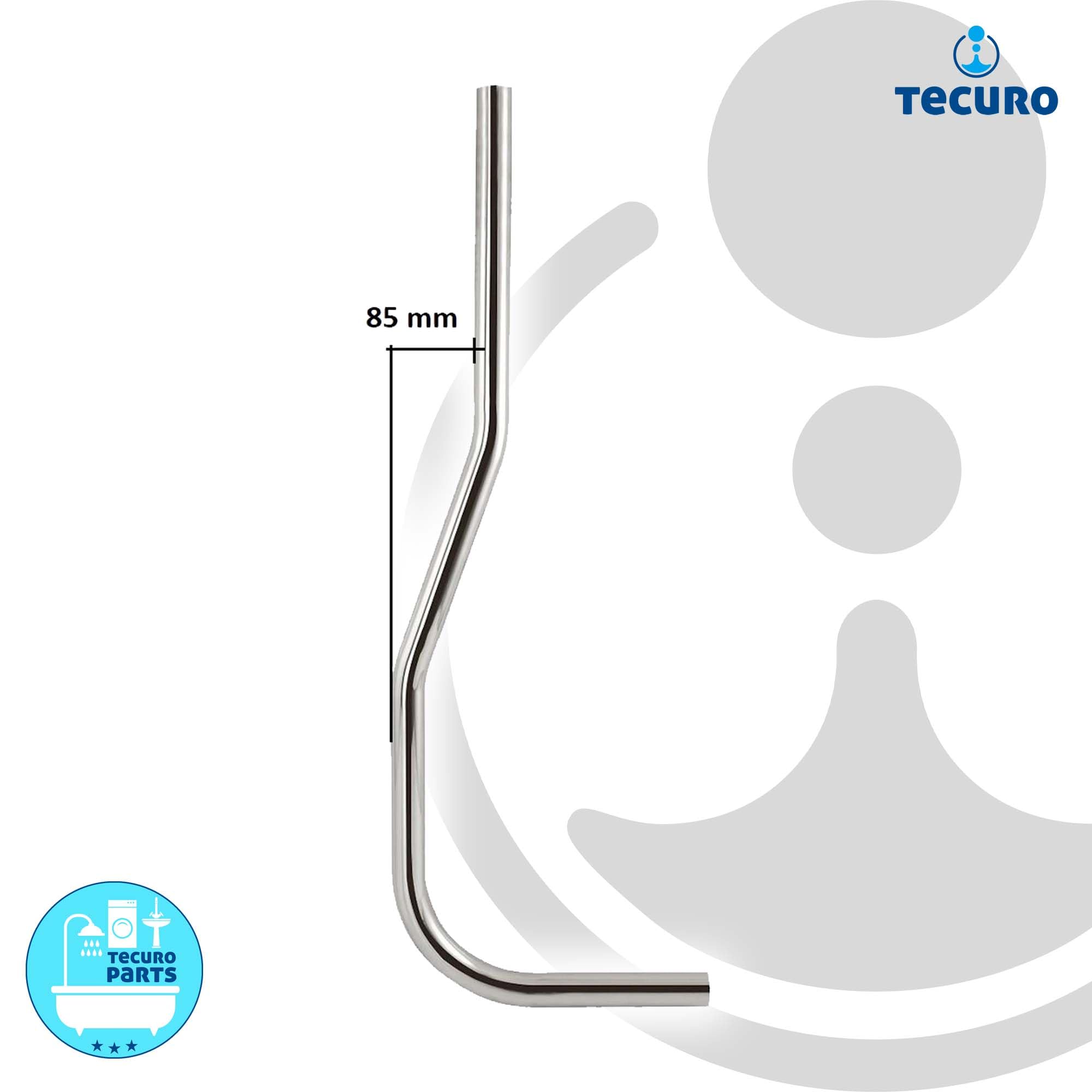 tecuro Rura płuczkowa do spłuczki WC - mosiądz chromowany 700 x 200, 85 mm zgięta