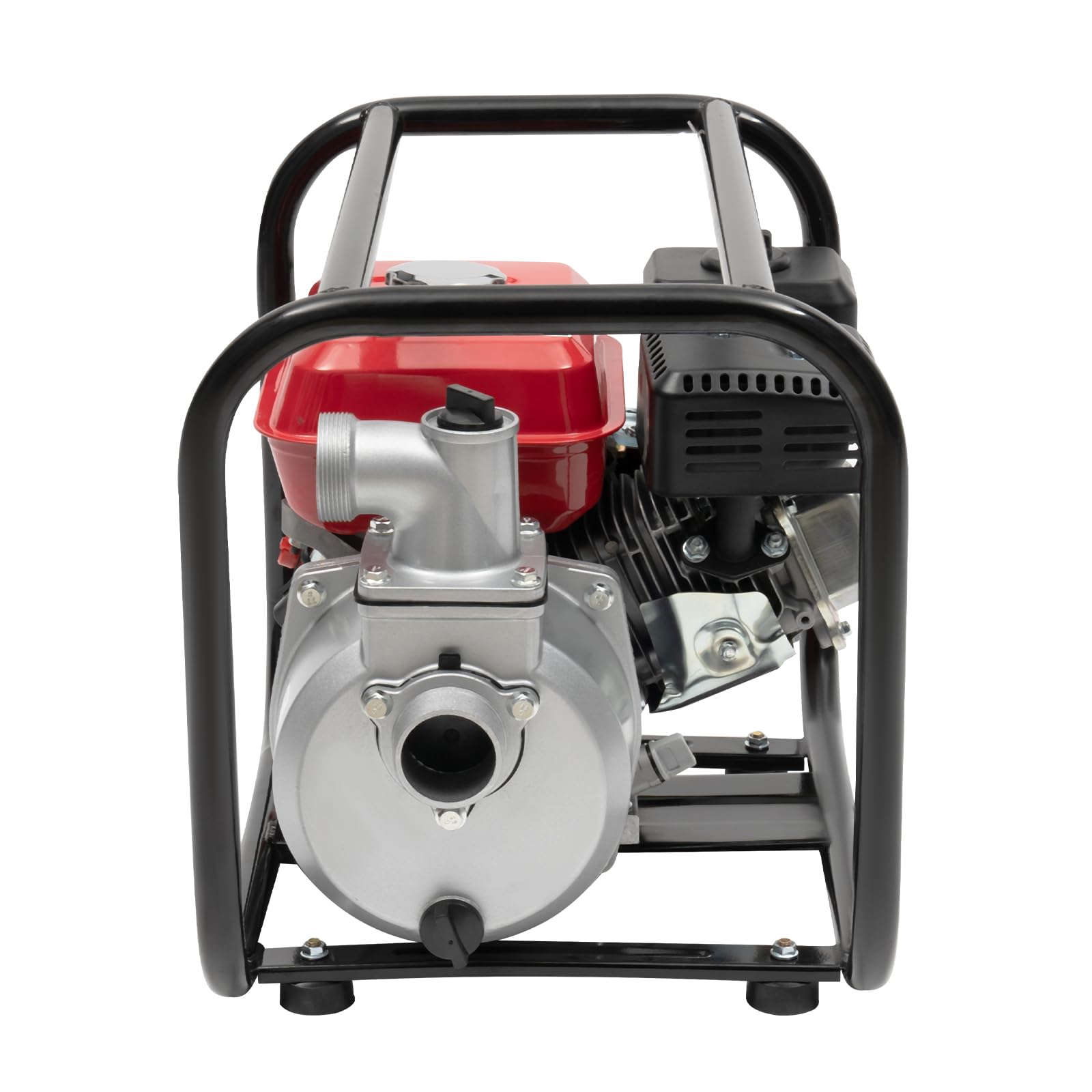2" Benzin Wasserpumpe, 7,5PS 26m Förderhöhe, 36.000 l/h, Gartenpumpe Schmutzwasserpumpe mit 4-Takt-Motor und 7m Schlauch, Benzin Pumpe, Seilzugstart, Metallfuß, Tragegriff