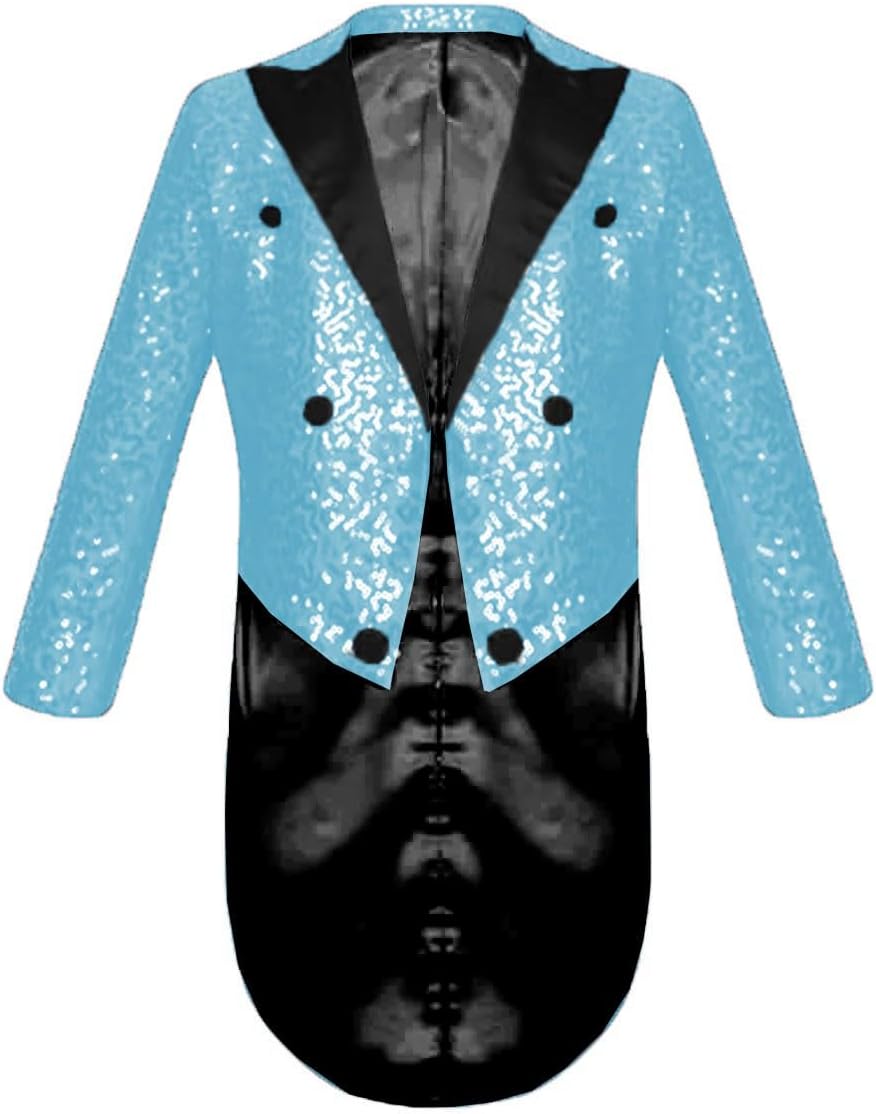 ORBITRAY Kids Boys Sequin Lapel Blazer Gentleman Suit Tuxedo Coat for Wedding Birthday Party Circus Magic Shows Stage