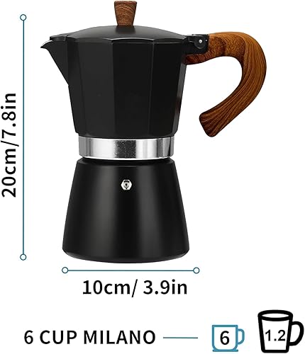 Miniatura 3 de MORDEN MS Moka - Cafetera de café expreso para estufa, 6 tazas de expreso, cafetera italiana de 10 onzas, cafetera cubana manual de café cubano,