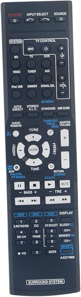 ALLIMITY AXD7569 Replaced Remote Control Compatible with Pioneer Home Theater AV Receiver HTP-710 HTP-610 HTP-SB510 HTP-FS510 VSX-324-KP VSX-822