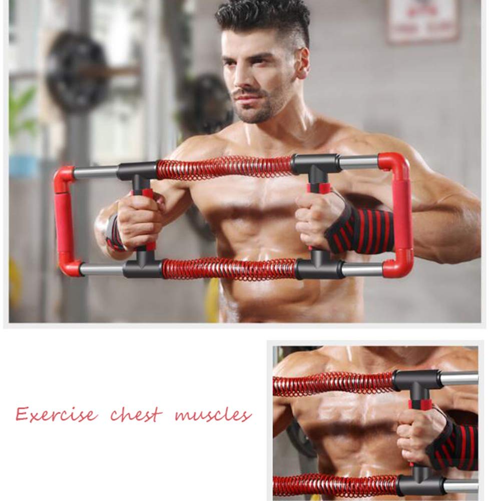 Máquina de Barra de flexión, expansor de Pecho con Resorte Doble de Acero Inoxidable, para Entrenamiento de Brazos, Pecho, Abdomen y Espalda, 50 kg/110 LB