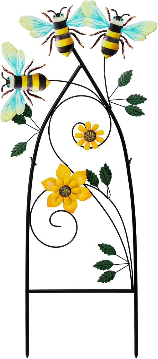 MEETYAMOR 29 Inch Decorative Garden Stakes, Outdoor Garden Decor Metal Flowers Bees Spring Gardening Decor Art Yard Signs, Outdoor Decorations for Patio Outside Yard Lawn : Patio, Lawn & Garden
