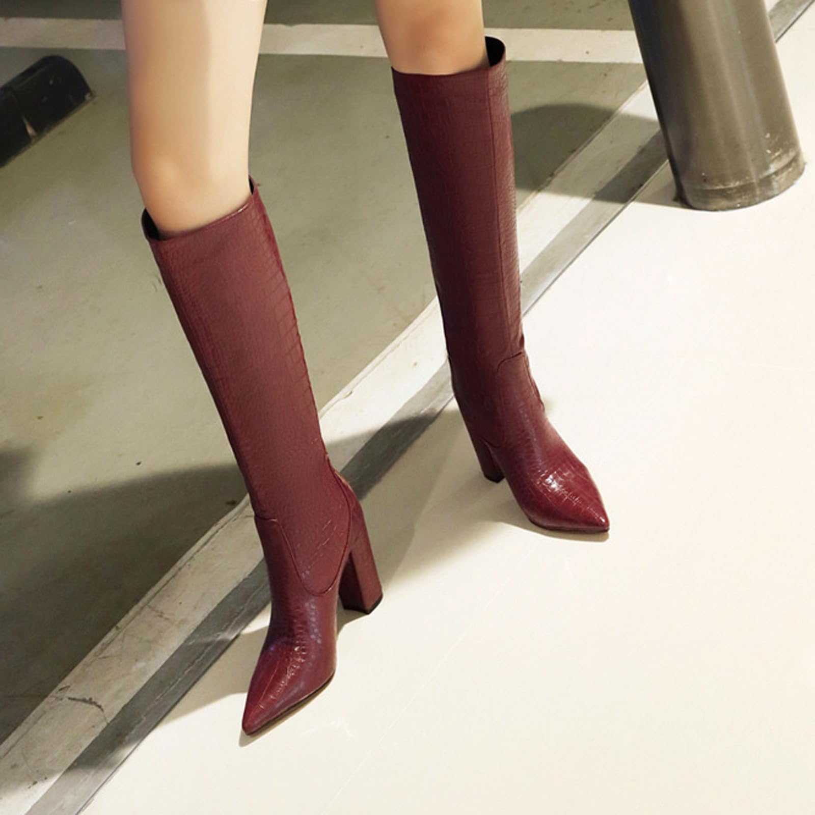 NUSGEAR Botas altas para Mujer,Botas por encima de la rodilla Muslo Invierno Elegante Botas de tacón alto Sexy Botas de Jinete Casual PU Moda Fiesta club Cómoda Zapatos 2025